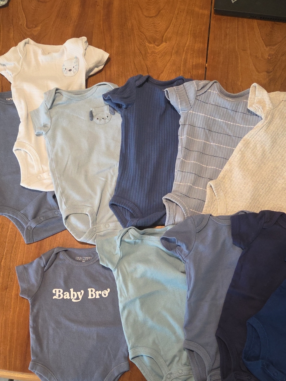 Baby Blue Mix Short-Sleeve One-Piece Bodysuit Lot - 11 Pieces